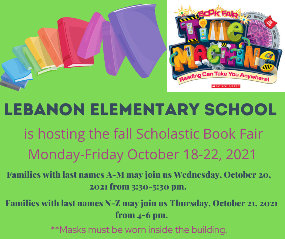 Book Fair Hours are Monday October 18 to Friday October 22. 