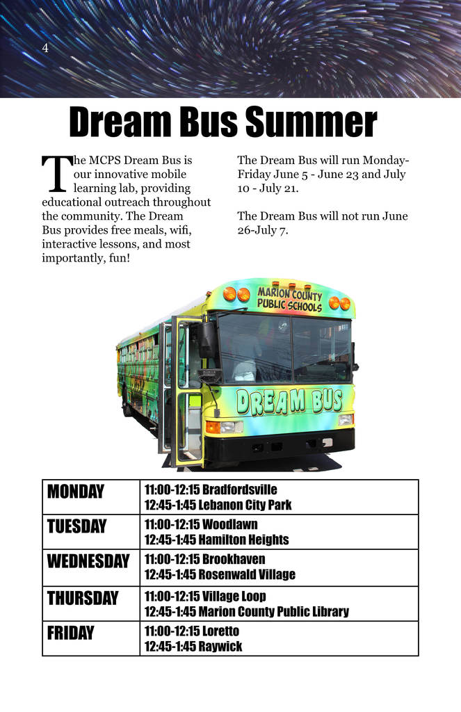 Dream Bus Schedule